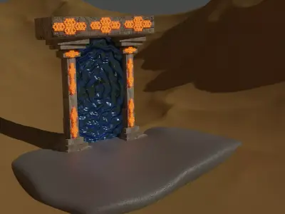 Portal door in desert Low-poly 3D model