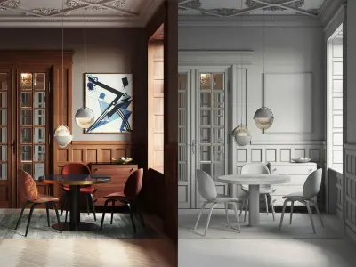 Vintage room by Gubi interior scene 3D model