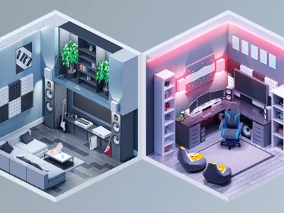 Interior 3 Low-poly 3D model