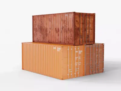 20Ft Cargo Containers - Orange 3D Model Pack