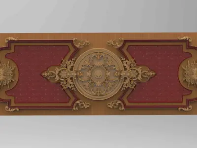 door 1 gold rug with ornate design 3D model