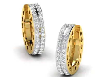 Gold Diamond Women Earring 3D print Model 3D print model 90