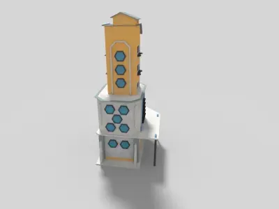 low poly modern building Low-poly 3D model