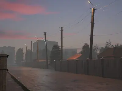  Street at sunset 3D model