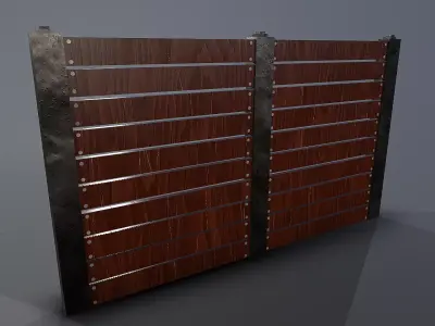 Dark wood fence Low-poly 3D model
