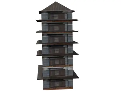 Edo Japanease Building - Super Lowpoly Low-poly 3D model