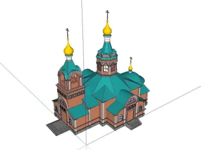 Architecture-Religion-God-Culture-Temple-079 church with two ... 3D model