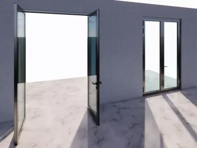 Generic Double Leaf  Inward Swing Door 3D model