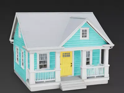 Bright Coastal Craftsman Bungalow 3D Model Low-poly 3D model
