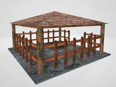 Pavilions wooden gazebo with roof Free 3D model