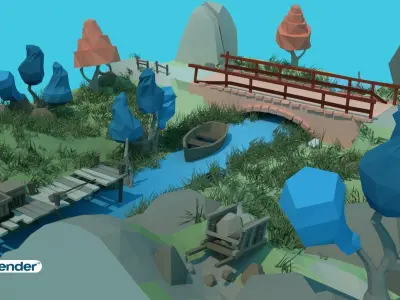 The Village and City Exterior  Props Pack Low-poly 3D model