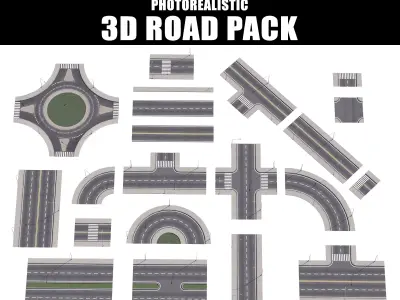 Lowpoly 3D Road Pack Low-poly 3D model