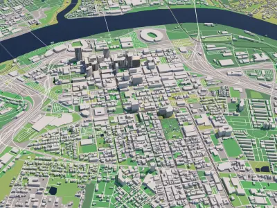 Cincinnati Ohio USA 30x30km City Map 3D model