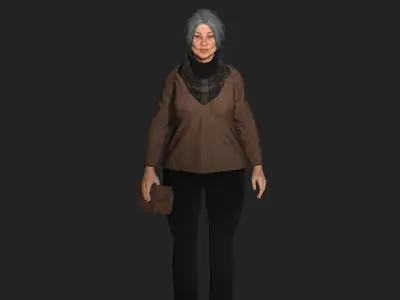 AAA 3D REALISTIC CHARACTER - EUROPEAN OLD WOMAN  OLD PEOPLE Low-poly 3D model