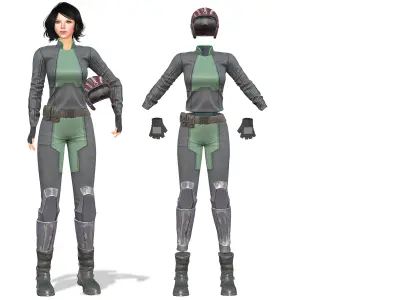 Sci-fi Helmet Uniform Boots Outfit Low-poly 3D model