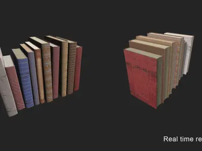Old Books PBR pack Low-poly 3D model