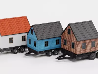 Tiny House Collection - 3 Cabins Low-poly 3D model