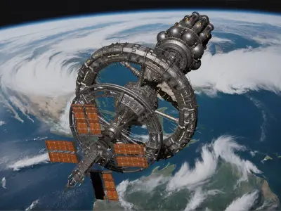  Sci-Fi Interplanetary Space Station 