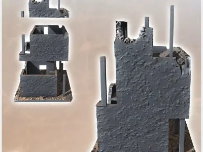 Ruined flat-roofed desert building with wooden pillars 21 - Cany 3D print model