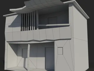 Slum b old rusty house Low-poly 3D model