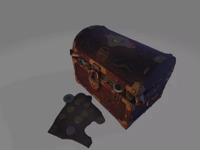 Chinese empire chest Low-poly 3D model