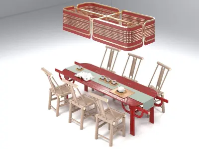 PALANQUIN TABLE SET Low-poly 3D model