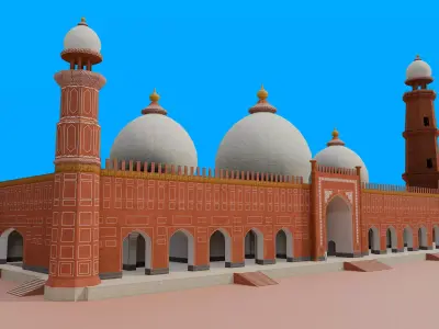 Badshahi Mosque Lahore  Low-poly 3D model