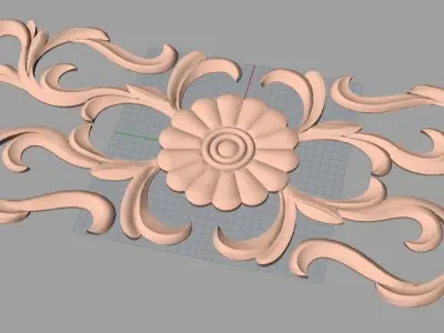Door decorative flower 3D STL model used for CNC router E024 3D model
