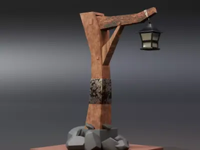 Old street lamp 3D model Low-poly 3D model