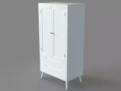 Corrine Modern 2-Drawer Double-Door Bedroom Armoire White 3D model