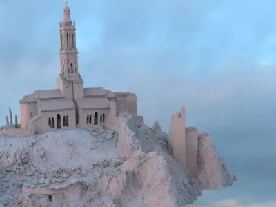 Mexican Church ornate on hill 3D model