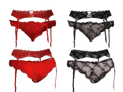 Valentines Garter Belt with Panties Low-poly 3D model