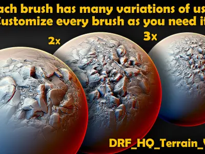 Ultra HQ Terrain Seamless Zbrush brushes and Alphas 3D model