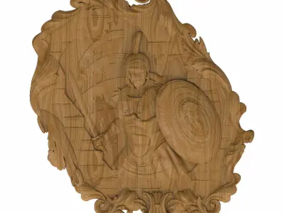 Carved panel gladiator painting STL 3D model