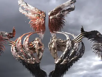 Angel Anatomy Wings and Dark Death Scythe Wings Collection 1 3D model