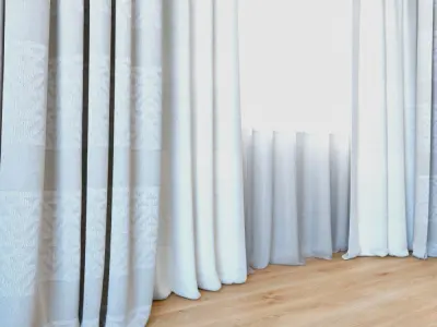 Curtains 14 Canvas curtains and tulle 3D model