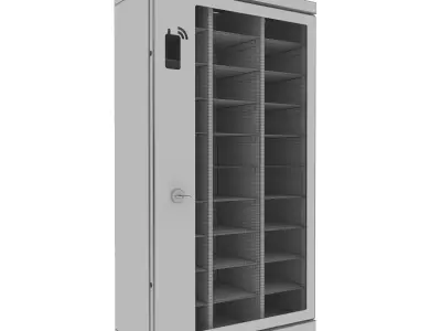 Mobilhotell storage cabinet with glass doors 3D model