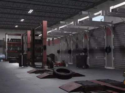 Tire Repair Shop Low-poly 3D model