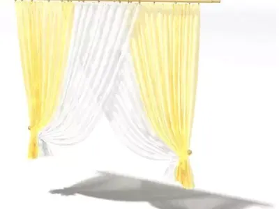 Retro Yellow Curtains 3D model