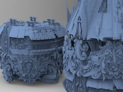 Ocean Cyberpunk Atlantis Deep city tower 2 designs 3D model