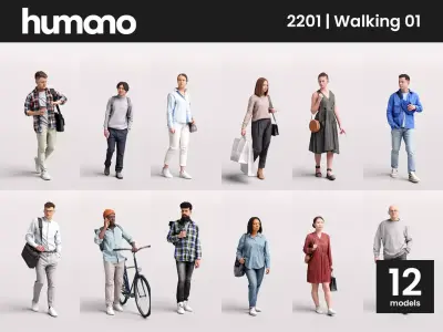 Humano 12- Collection 2201 - WALKING PEOPLE - 12 x 3D models  3D model