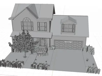 Cartoon house Low-poly 3D model