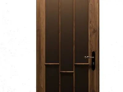 3D Wooden Door Low-poly 3D model- GLASS DOOR Low-poly 3D model Free low-poly 3D model