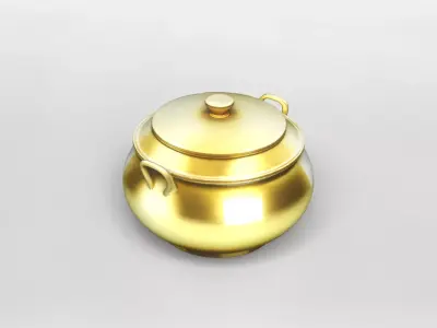 Elegant Golden Soup Pot 3D Model 3D model