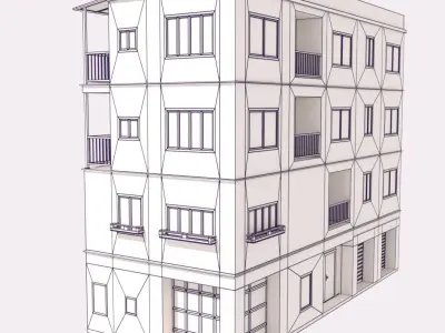 Tokio Apartment Building Low-poly 3D model