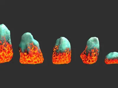 Rock Set 03 - Fire and Ice Low-poly 3D model