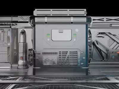 Interior sci-fi laboratory control room 3D model