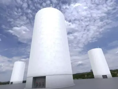 Industrial Silo 55m With Animated Valve Low-poly 3D model