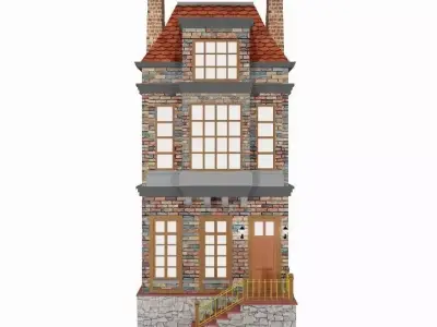 Building brick house Low-poly 3D model