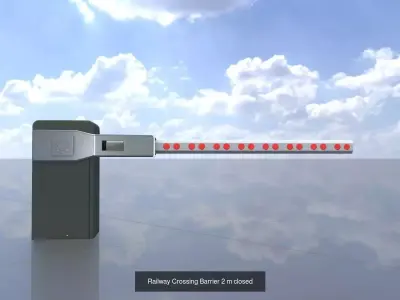 All Railway Crossing Barriers Closed 3D Model Pack